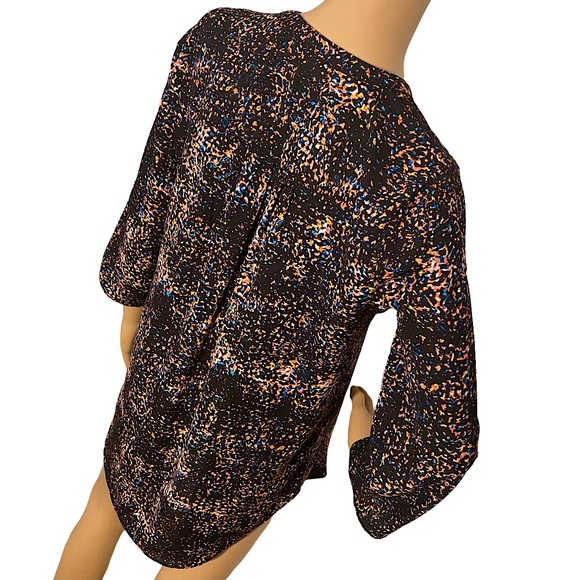 DECREE | LONG ARTSY PAINT SPLATTER V NECK BLOUSE SZ S - Picture 6 of 16
